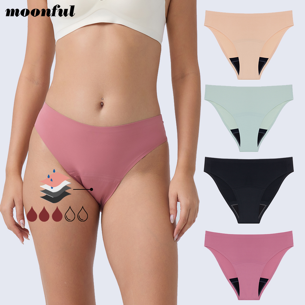 Period Panty Absorbent - Menstruationshöschen für Damen, auslaufsicher, Menstruationsunterwäsche, Eisseide,